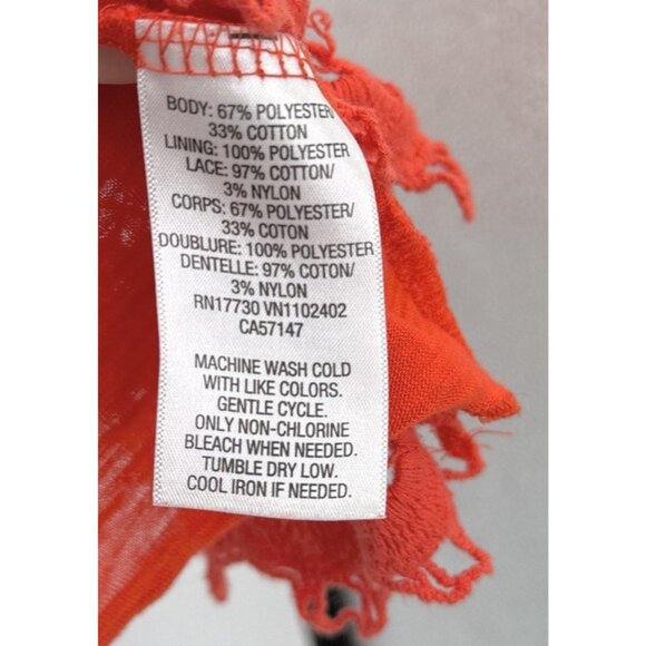 Xhilaration Women's Lace Orange/Red Lace Front Blouse Size M Boho Preppy - Picture 6 of 10